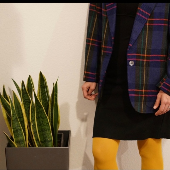 90s Vintage Liz Claiborne Plaid Blazer - Picture 2 of 5